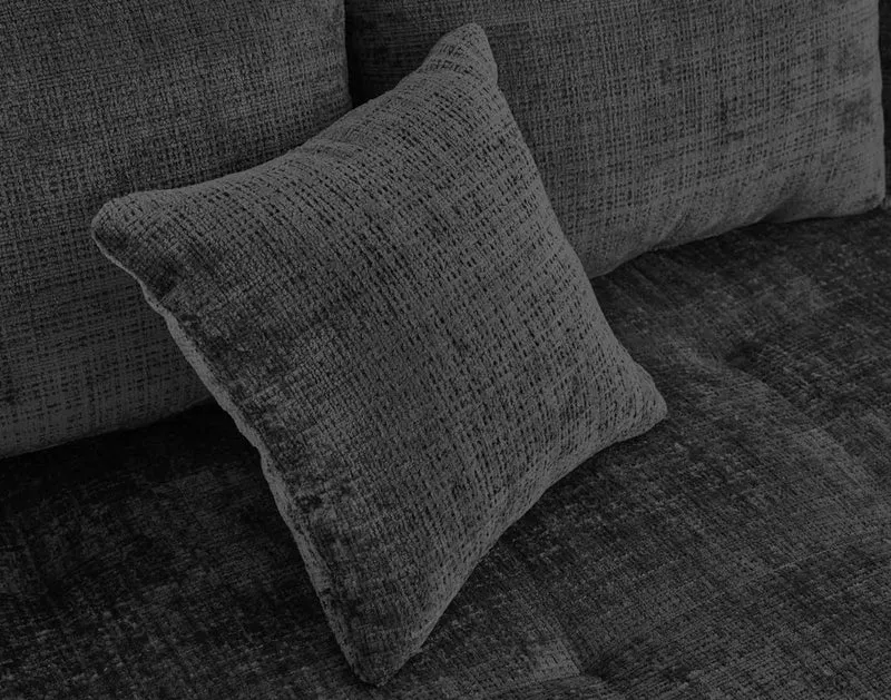 Lisa Design - Rune - canapé Droit 3 Places en Velours texturé, Gris Anthracite