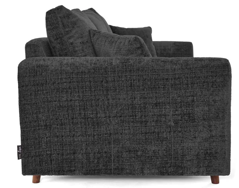 Lisa Design - Rune - canapé Droit 3 Places en Velours texturé, Gris Anthracite
