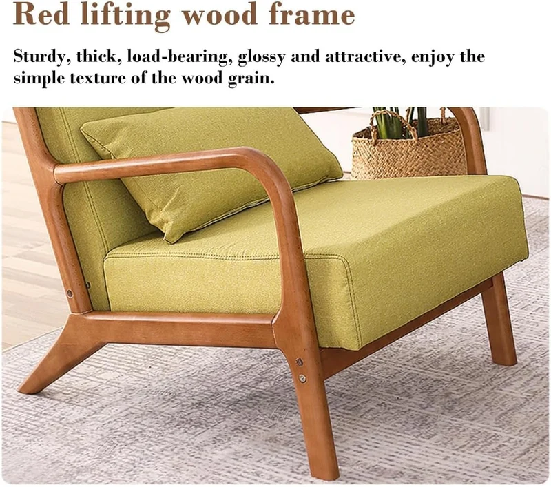 ZUMAHA Canapé Simple Doux et Moelleux, Fauteuil d'appoint Moderne avec Pieds en Bois, Chaise d'appoint en Cuir, siège et Dossier rembourrés