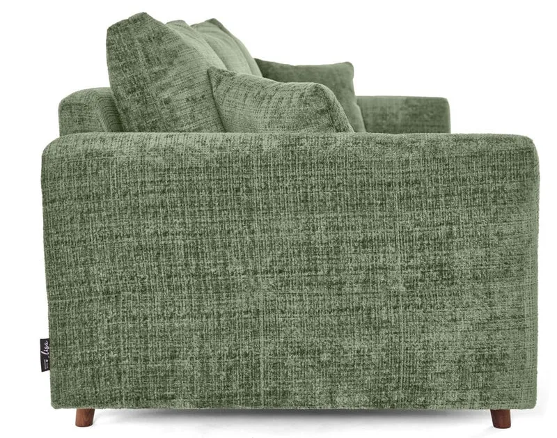 Lisa Design - Rune - canapé Droit 3 Places en Velours texturé, Vert Sauge
