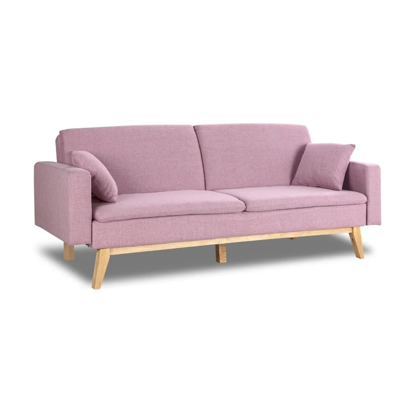 Don Descanso - Canapé Convertible clic clac 3 Places Convertible lit 3 Places Reine. Dimension canapé : 206x73x80cm | Dimension lit : 180x100cm [Comprend 2 Coussins] | Rose