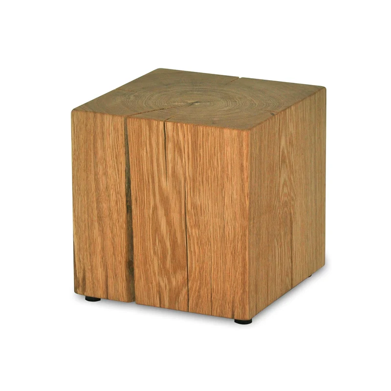 MS FACTORY Bloc de Chêne Massif - Cube en Bois - Rondin de Bois - Bout de Canapé, Colonne de Decoration, Support en Bois, Table Basse Bois, Piédestal pour Fleurs, Table de Chevet - 35 x 35 x 45 cm