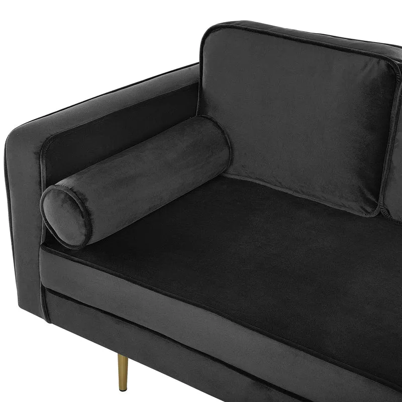 Chaise Longue Méridienne Côté Gauche en Velours Noir Assise Confortable pour Salon Glamour et Moderne Beliani