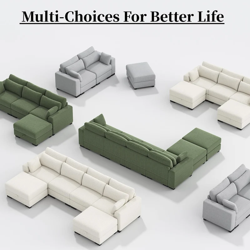 MIOOSUT Canape 2 Places Convertible, Canapé Moderne, Canapé Modulable, Meuble Rembourré Design Moderne, avec Coussin, Tissu Velours Côtelé, Salon (Vert, 2 Places)