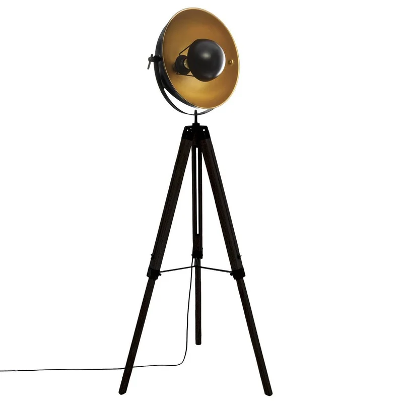 Atmosphera - Lampadaire trépied Lahti noir et doré - métal H162 cm