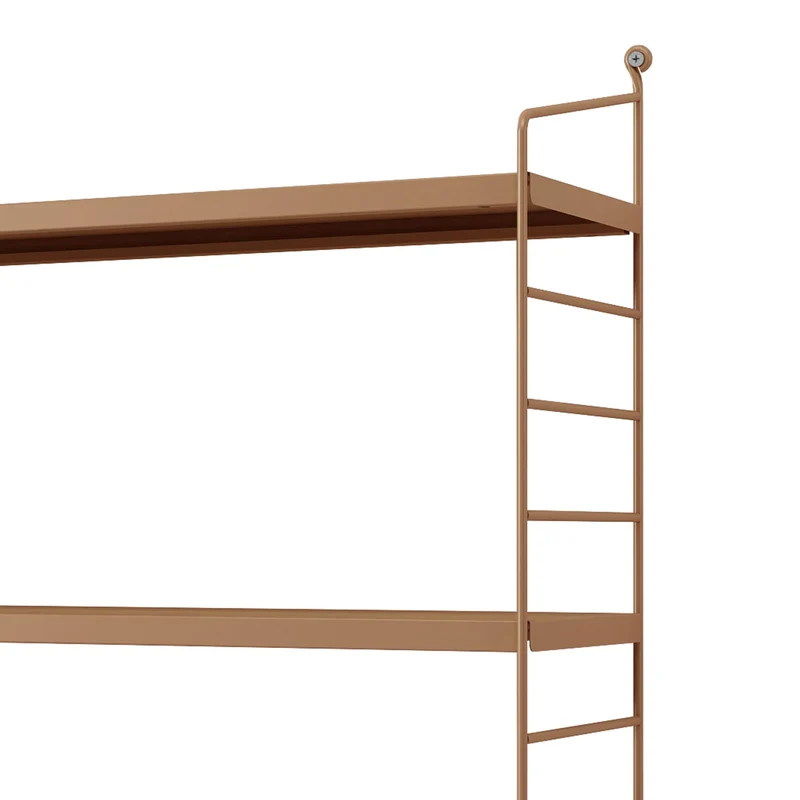 [en.casa] Étagère Murale Meuble de Rangement Flottant à 3 Niveaux avec Cadre Stable Style Industriel Élégant pour Cuisine Salon Chambre Salle de Bains Acier 50 x 60 x 15 cm Marron Clair Mat