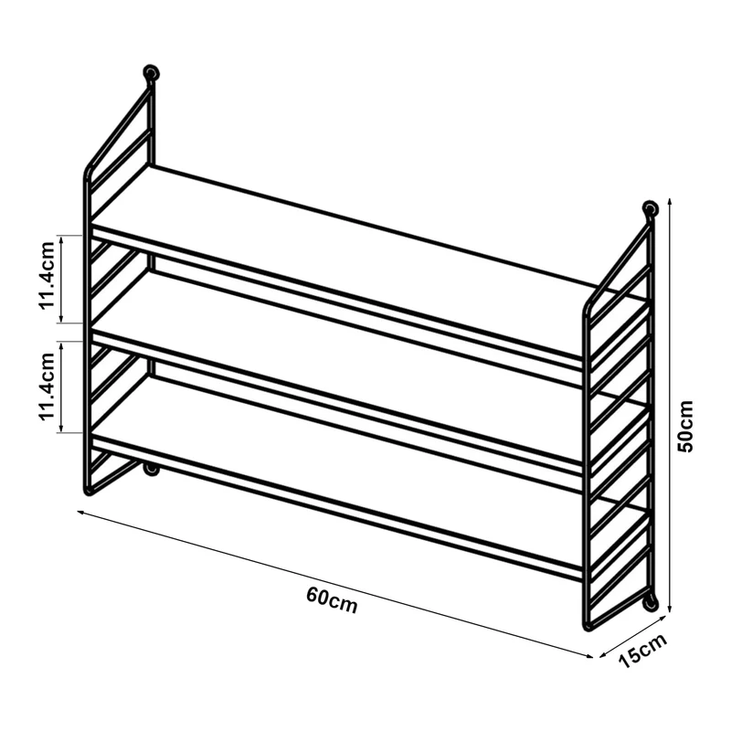 [en.casa] Étagère Murale Meuble de Rangement Flottant à 3 Niveaux avec Cadre Stable Style Industriel Élégant pour Cuisine Salon Chambre Salle de Bains Acier 50 x 60 x 15 cm Marron Clair Mat