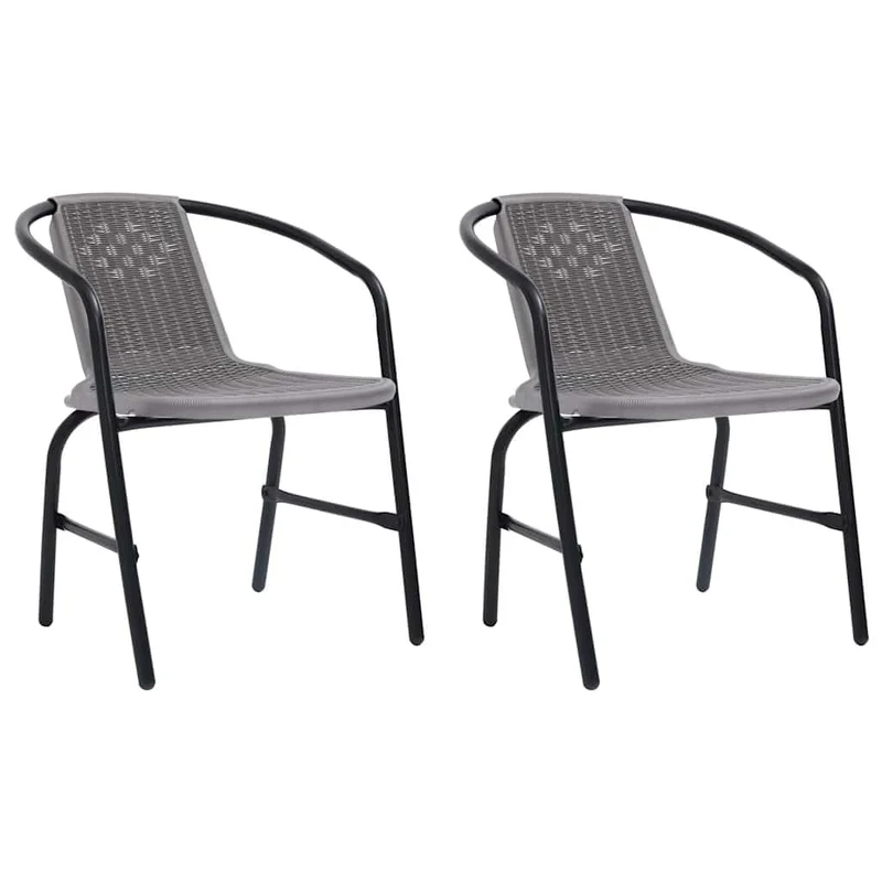 vidaXL 2X Chaises de Jardin Fauteuils de Patio Chaises de Terrasse Sièges de Salle à Manger d'Extérieur Plastique Rotin et Acier 110 kg