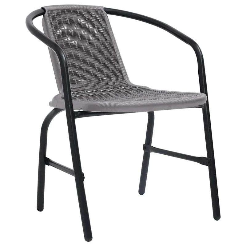 vidaXL 2X Chaises de Jardin Fauteuils de Patio Chaises de Terrasse Sièges de Salle à Manger d'Extérieur Plastique Rotin et Acier 110 kg
