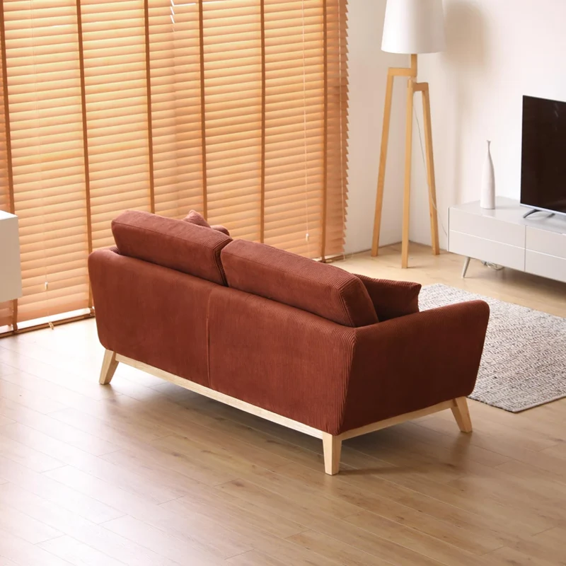 CONCEPT USINE | Canapé 3 Places HOGA Terracotta | Style Scandinave | Velours Côtelé Déhoussable | Assise Confortable Rembourrée | Pieds Obliques Bois | Design Tendance et Chaleureux
