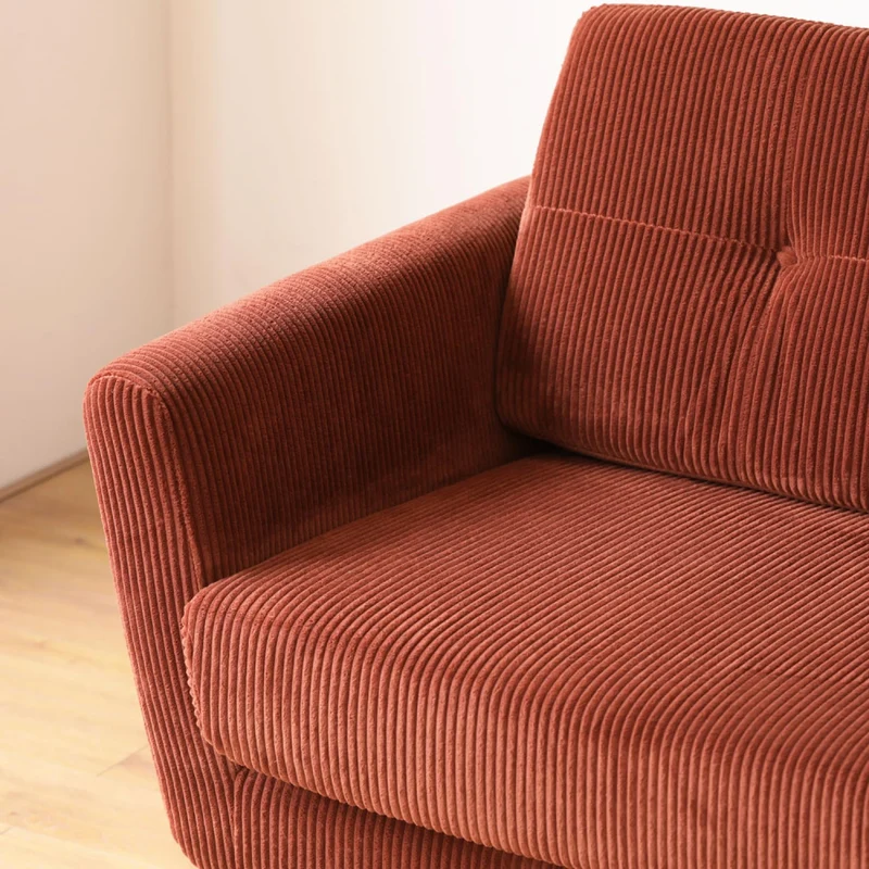 CONCEPT USINE | Canapé 3 Places HOGA Terracotta | Style Scandinave | Velours Côtelé Déhoussable | Assise Confortable Rembourrée | Pieds Obliques Bois | Design Tendance et Chaleureux