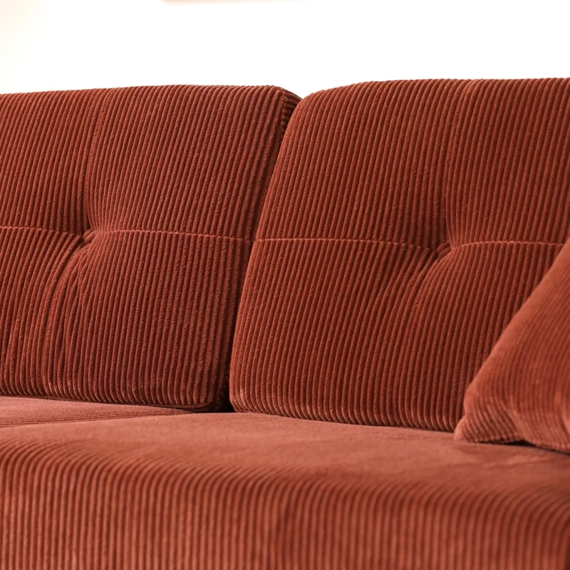CONCEPT USINE | Canapé 3 Places HOGA Terracotta | Style Scandinave | Velours Côtelé Déhoussable | Assise Confortable Rembourrée | Pieds Obliques Bois | Design Tendance et Chaleureux