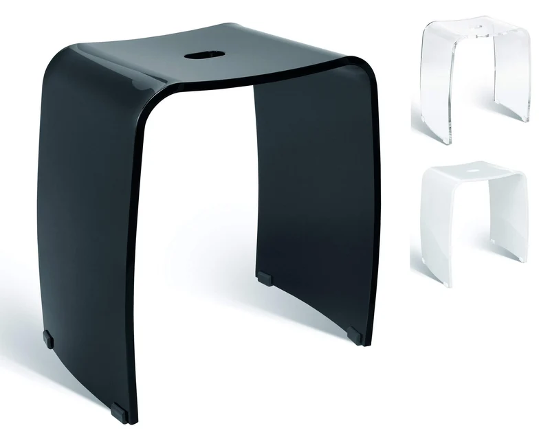 Libaro Tabouret de Douche Mérano en Acrylique Noir – Siège de Bain antidérapant au Design Moderne – Capacité maximale 180 kg – Chaise de Douche, Banc de Salle de Bain, siège de Bain