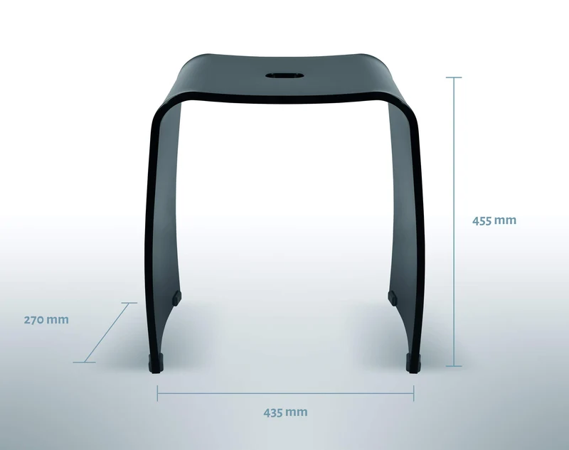 Libaro Tabouret de Douche Mérano en Acrylique Noir – Siège de Bain antidérapant au Design Moderne – Capacité maximale 180 kg – Chaise de Douche, Banc de Salle de Bain, siège de Bain