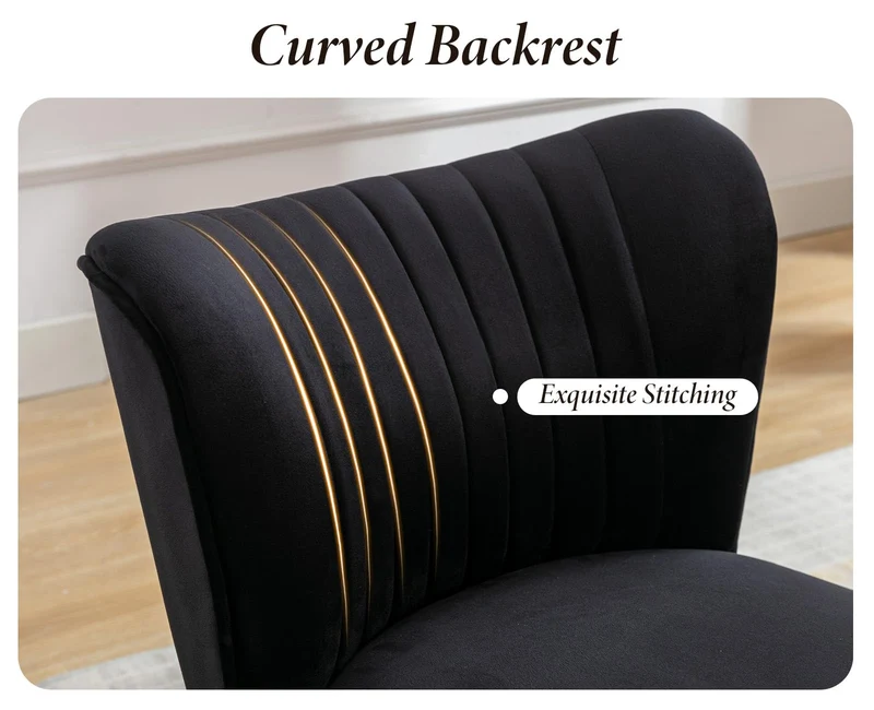 chairus Chaise de Salon en Velours Fauteuil de Chambre Comfortable Chaise Rembourrée Canapé 1 Place (Noir- 1 Piece)
