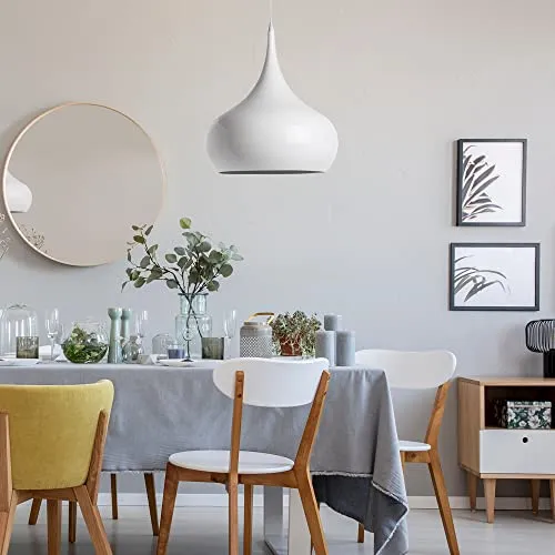 Luminaire Louxor, suspension métal, 60 W, blanc, ø 42 x H 44,5 cm