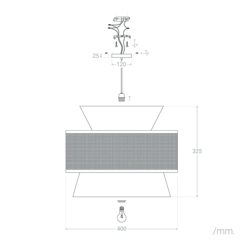 LEDKIA LIGHTING - Suspension Tissu Chulu | Design Élégant et Classique | Compatible Ampoule LED E27 | Utilisation Intérieure IP20 | 1700 mm x 400 mm, Vert, Textile