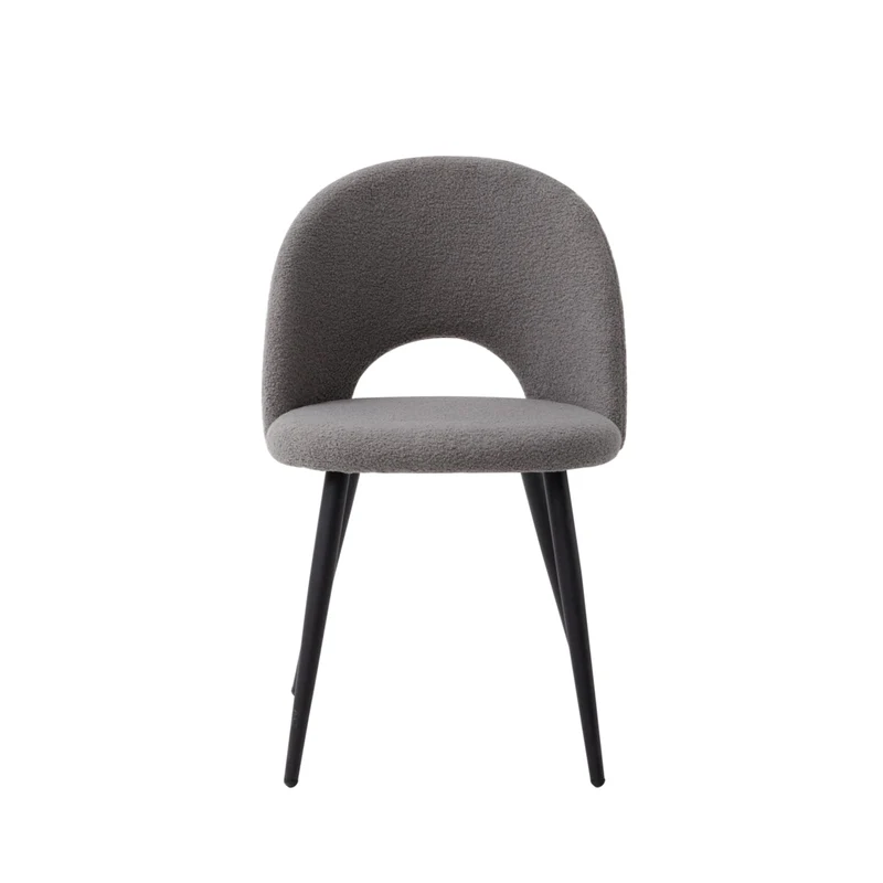 JZGORC Lot de 4 Chaise de Salle à Manger, Chaise de Salle à Manger Teddy en Velours Doux, Chaise de Cuisine avec Siège Moelleux et Accoudoirs, Pieds en Métal - Gris