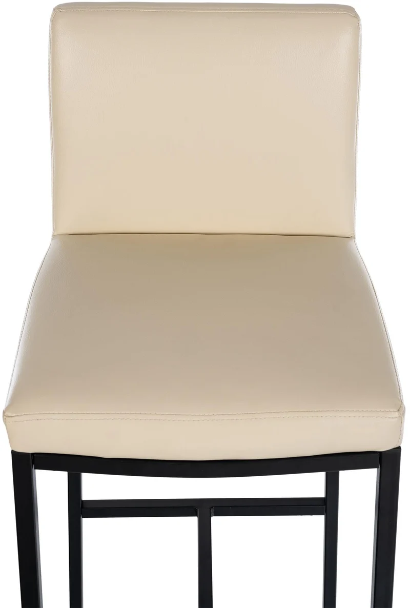 CLP Lot de 2 tabourets, chaises de Bar Freeport avec Dossier rembourré, Repose-Pieds en Similicuir et Tissu, Couleur:crème, Matériel:Similicuir