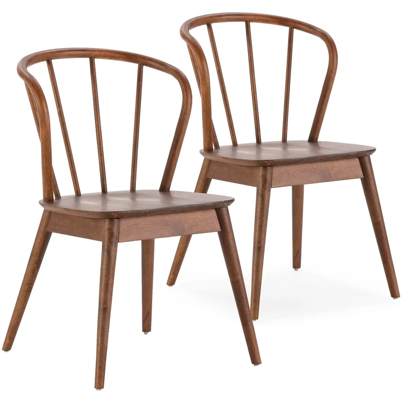 HOMN LIVING Pack 2 Chaises Brisa, Couleur Noyer, Bois Massif, 47 cm (Largeur) 59 cm (Profondeur) 83 cm (Hauteur)