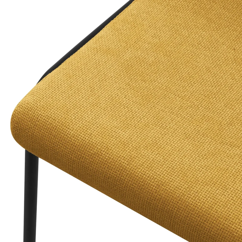 ML-Design Lot de 4 Chaises de Salle à Manger, Moutarde en Polyester avec Pieds Métalliques, Dossier Ergonomique, Assise Rembourrée, Sièges Confortables pour Cuisine et Salon, Design Moderne Élégant