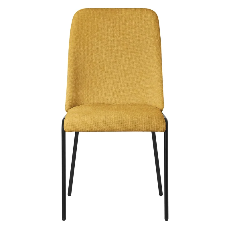 ML-Design Lot de 4 Chaises de Salle à Manger, Moutarde en Polyester avec Pieds Métalliques, Dossier Ergonomique, Assise Rembourrée, Sièges Confortables pour Cuisine et Salon, Design Moderne Élégant