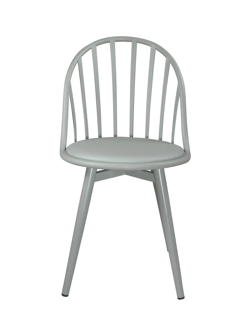 KAYELLES Lot de 2 chaises bistrot à barreaux Design Cuisine, Salle à Manger, Cussin Simili Cuir, Pieds en métal Bold (Gris)