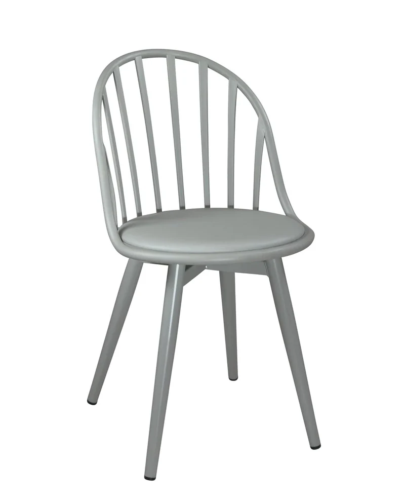 KAYELLES Lot de 2 chaises bistrot à barreaux Design Cuisine, Salle à Manger, Cussin Simili Cuir, Pieds en métal Bold (Gris)