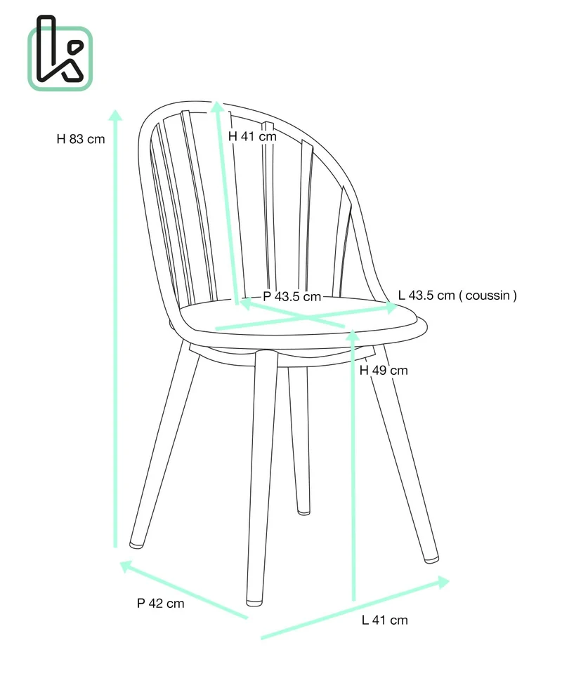 KAYELLES Lot de 2 chaises bistrot à barreaux Design Cuisine, Salle à Manger, Cussin Simili Cuir, Pieds en métal Bold (Gris)