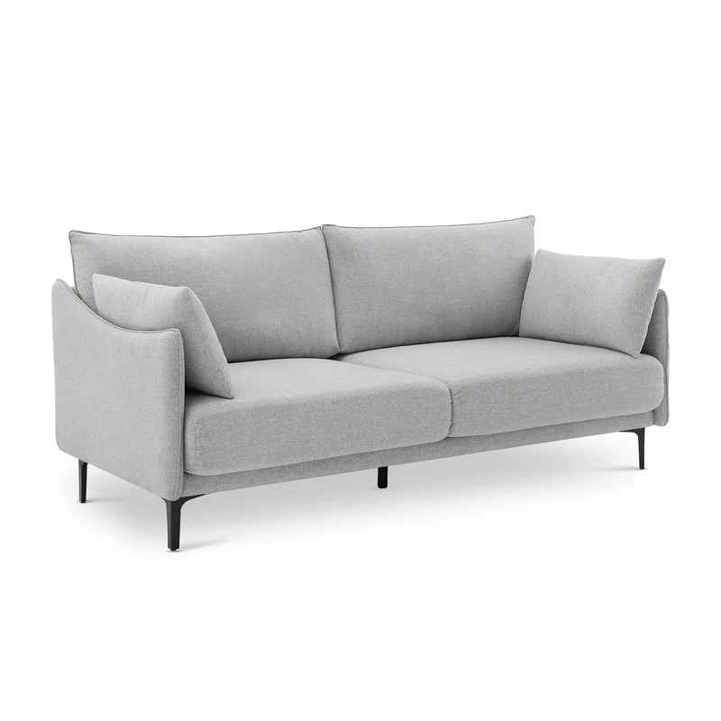 Sicaan Canapé 3 Places Industriel Sasha en Tissu Gris Clair – Canapé Droit Rectiligne Élégant et Robuste – Sofa Confortable Style Urbain Chic pour Salon, Appartement ou Loft – 203 x 85 x 86 cm