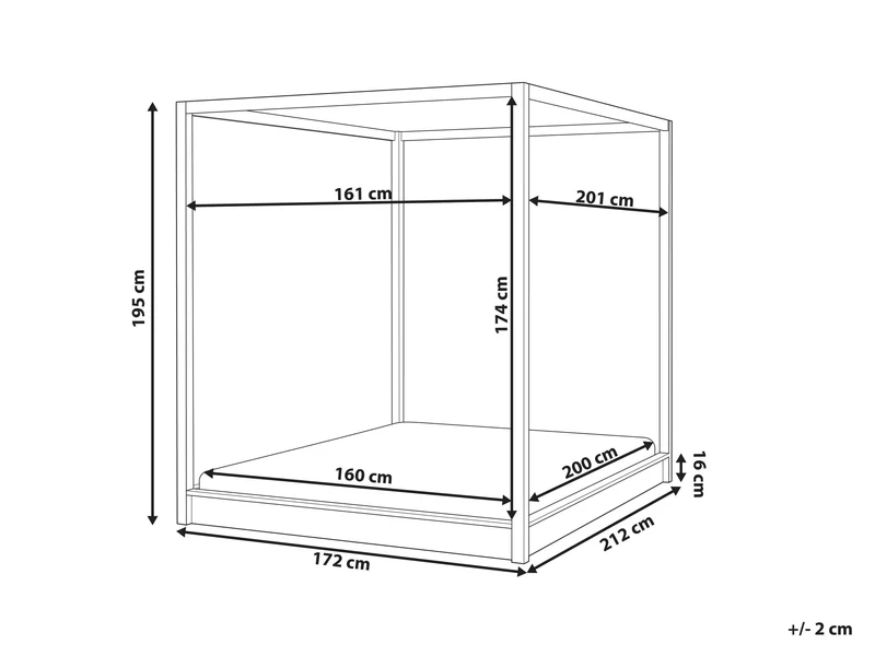 Beliani Lit à Baldaquin Minimaliste en Bois 160 x 200 cm Meuble de Chambre Marron Foncé Herliere