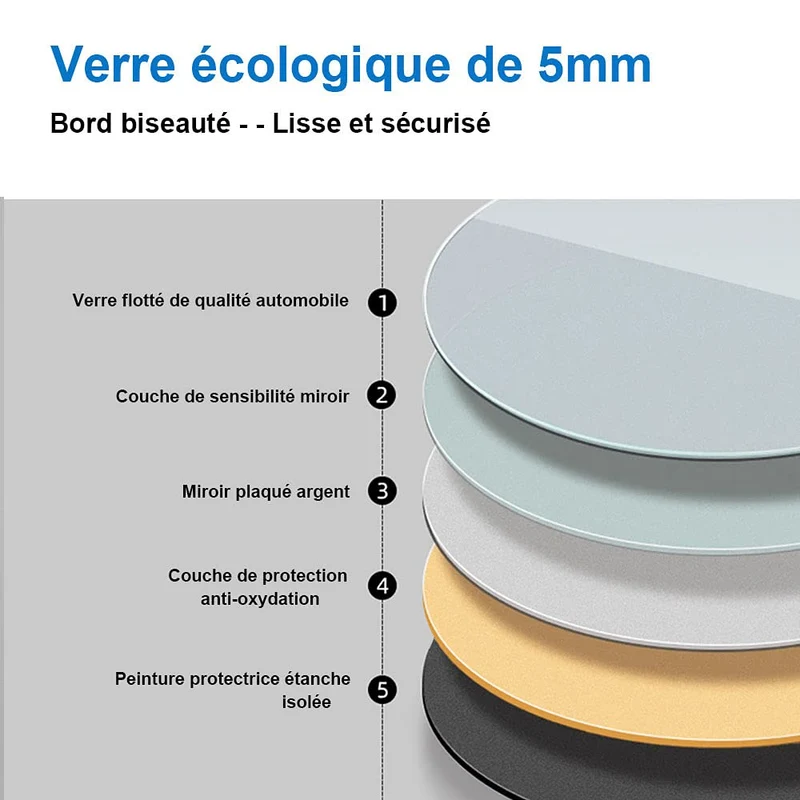 HAPAOSO Miroir de Salle de Bain Rond 60cm Miroir Mural LED + Anti-buée + Tactile + 6000K (lumière Blanche Froide)