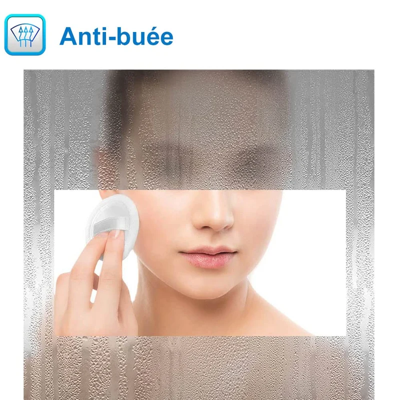 HAPAOSO Miroir de Salle de Bain Rond 60cm Miroir Mural LED + Anti-buée + Tactile + 6000K (lumière Blanche Froide)