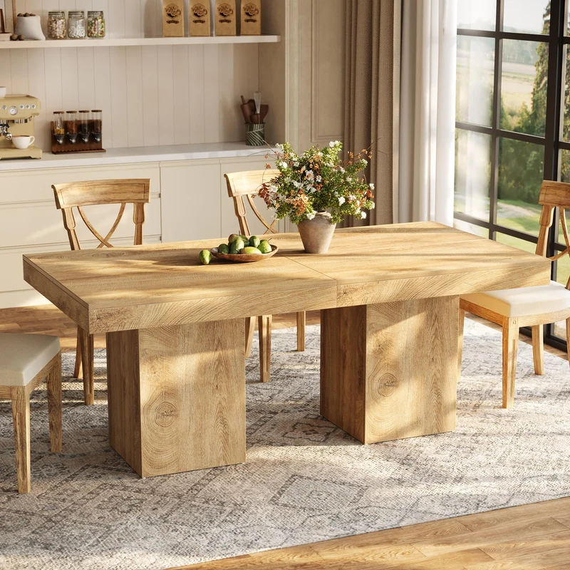 Tribesigns Table à Manger 100 cm, Table de Cuisine Carrée pour 4 Personnes pour Salle à Manger, Cuisine, Salon, Petits Espaces, avec Plateau et Pieds épais (Marron Clair)