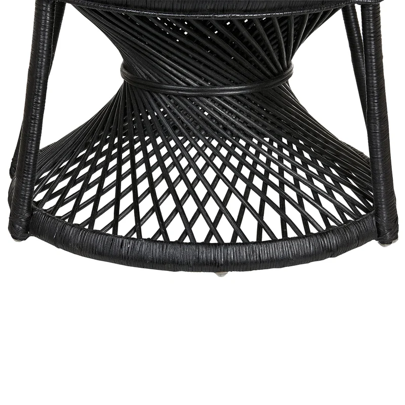 Beliani Fauteuil Style Bohème avec Coussin Assorti en Rotin Noir Emmanuelle
