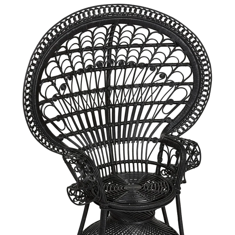 Beliani Fauteuil Style Bohème avec Coussin Assorti en Rotin Noir Emmanuelle