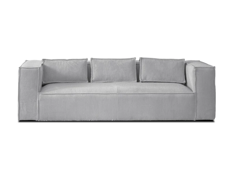 Lisa Design - Canapé Stella en Velours Côtelé - Sofa Gris Clair 3 Places - Salon