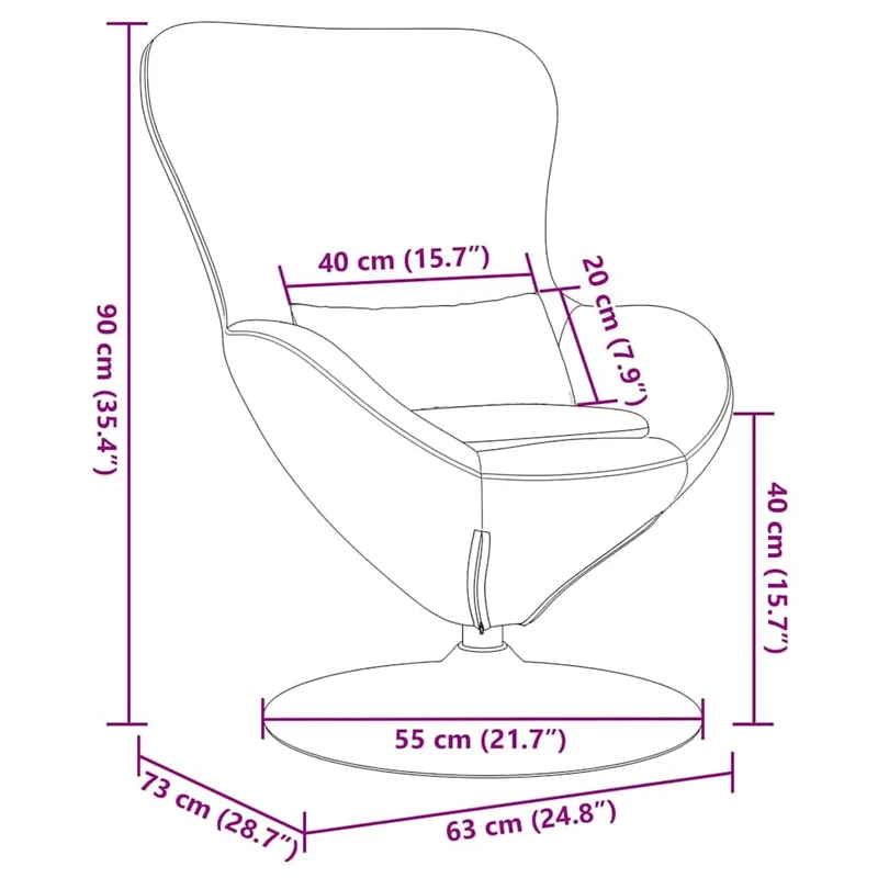 vidaXL Fauteuil œuf Gris Clair 63 x 73 x 90 cm Tissu, Salon, Chaise œuf pivotante Moderne, Meubles de Luxe pour Assise intérieure, Fauteuil élégant et Solution de Confort