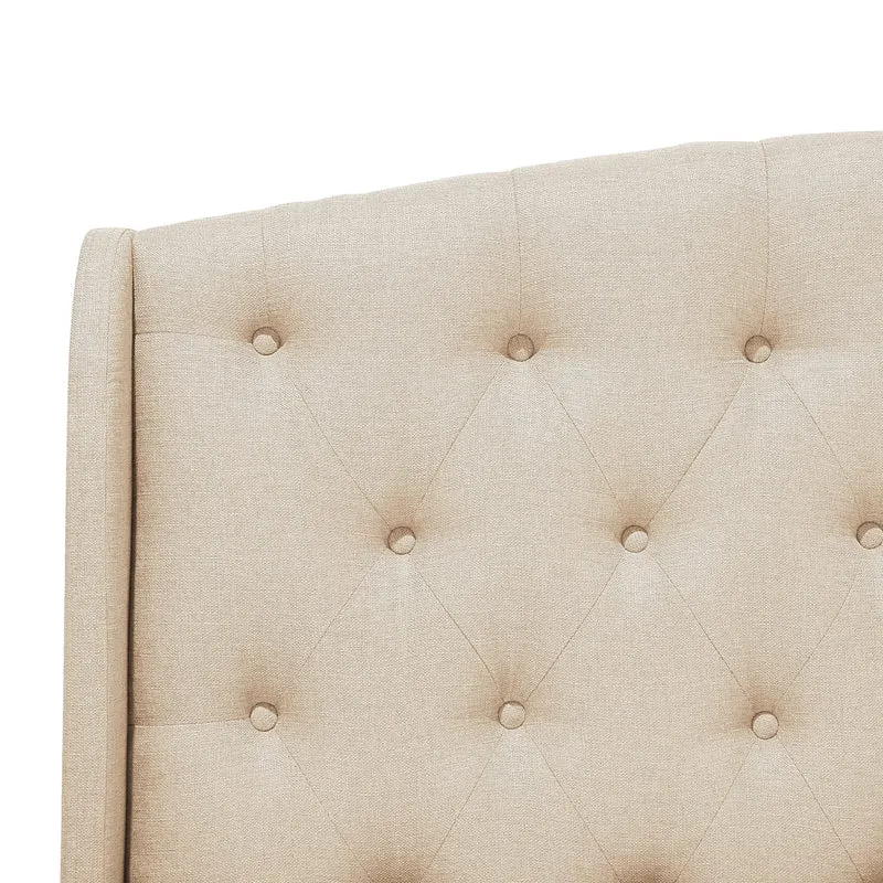 Lit Double en Tissu Beige 180 x 200 cm Haute Tête de Lit Chesterfield avec Touche Glamour pour Chambre au Style Moderne ou Classique Beliani