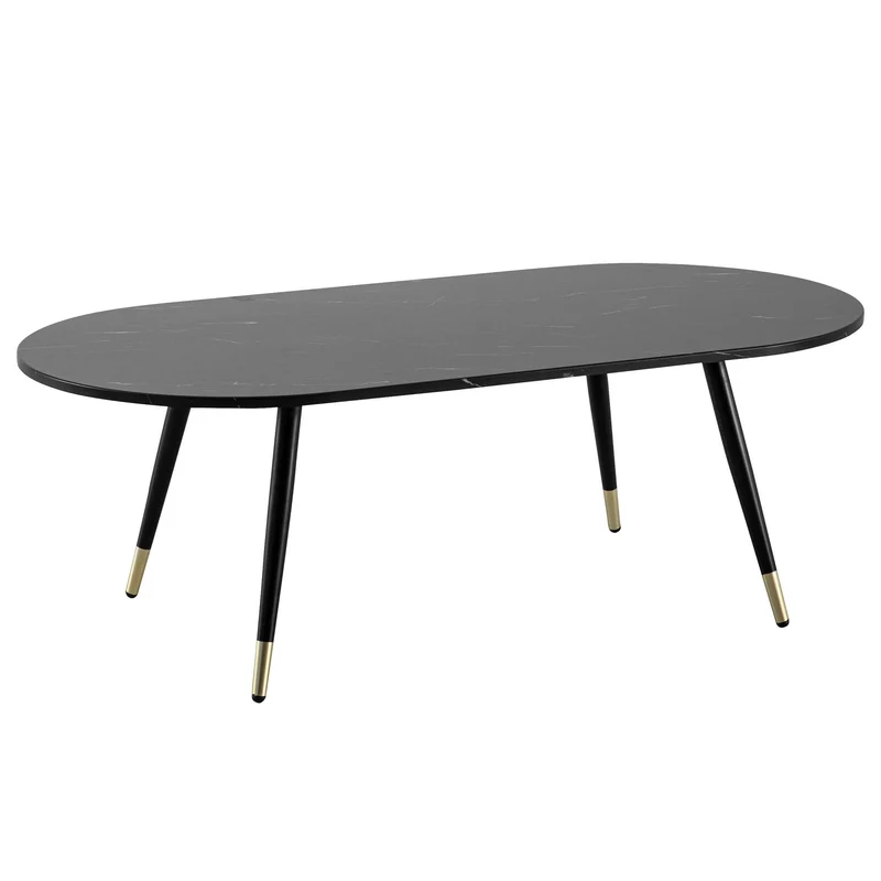 FineBuy Table basse, 120 x 60 x 41,5 cm, aspect marbre, moderne, design moderne, table de salon avec structure en métal, grande table d'appoint pour le salon, noire