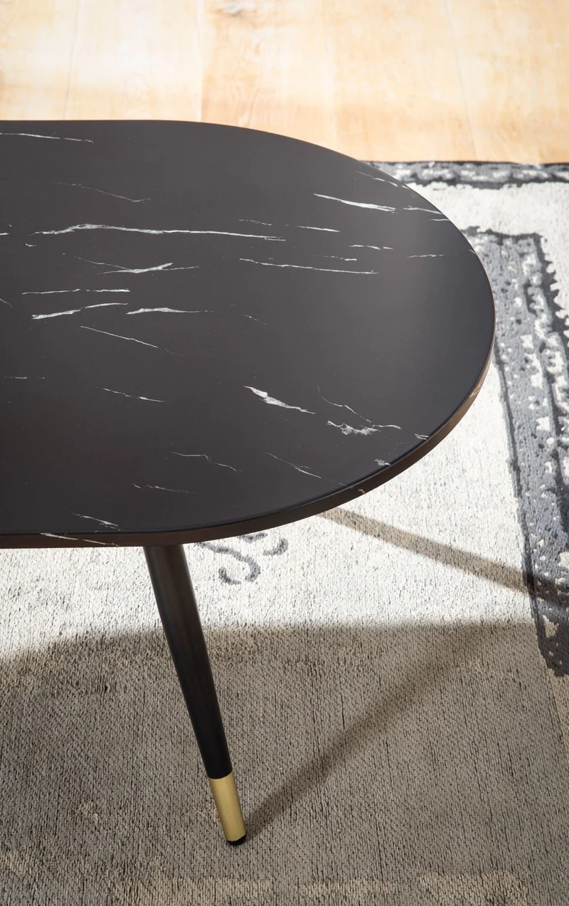 FineBuy Table basse, 120 x 60 x 41,5 cm, aspect marbre, moderne, design moderne, table de salon avec structure en métal, grande table d'appoint pour le salon, noire