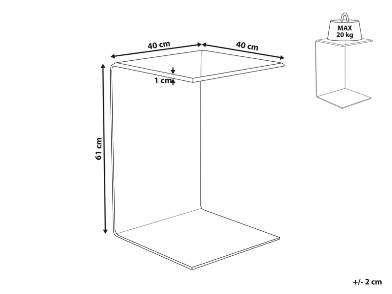 Beliani Table d'Appoint de Chevet en Verre Transparent Design Ultra Moderne Tendance pour Salon ou Chambre Contemporaine