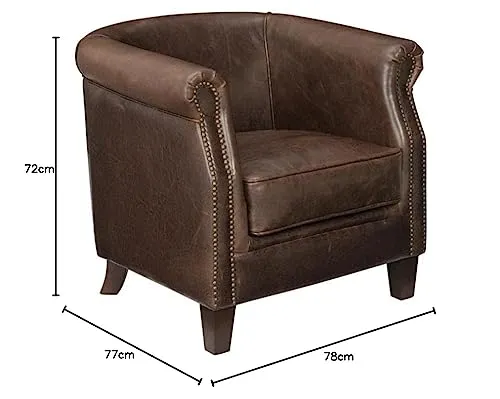 Vente-unique - Fauteuil Club 100% Cuir Vieilli ENGUERRAND Marron