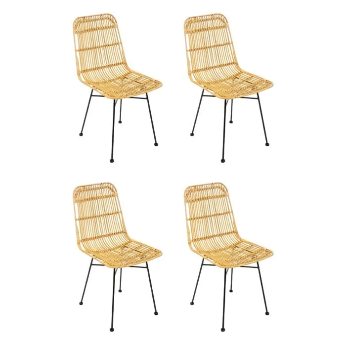 Atmosphera Créateur d'intérieur - Lot de 4 Chaises Design Kubu 88cm Naturel
