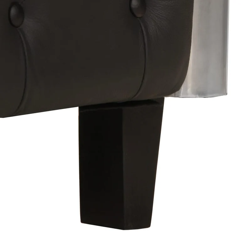 vidaXL Fauteuil en Style d'Aviation Chaise de Chambre à Coucher Siège de Salon Meuble Mobilier de Salon Maison Intérieur Salle de Séjour Noir Cuir Véritable