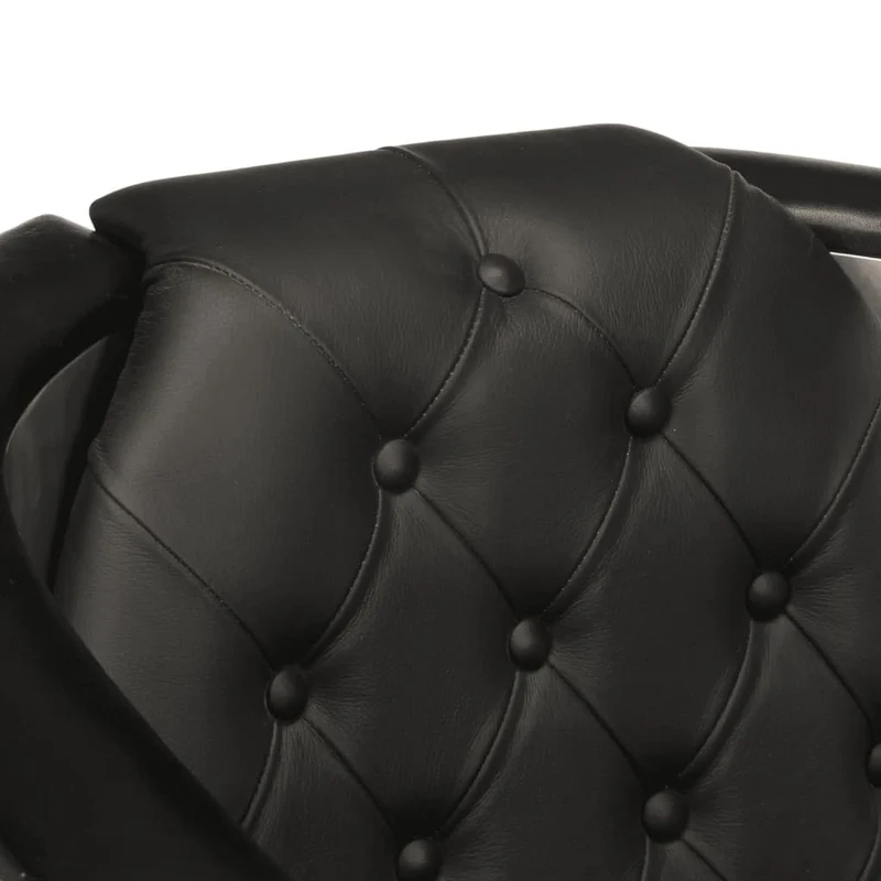 vidaXL Fauteuil en Style d'Aviation Chaise de Chambre à Coucher Siège de Salon Meuble Mobilier de Salon Maison Intérieur Salle de Séjour Noir Cuir Véritable
