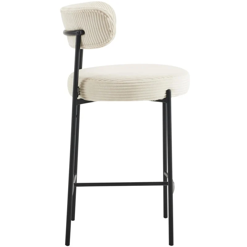 HOMIFAB Lot de 2 tabourets de Bar en Velours côtelé Beige - Evora