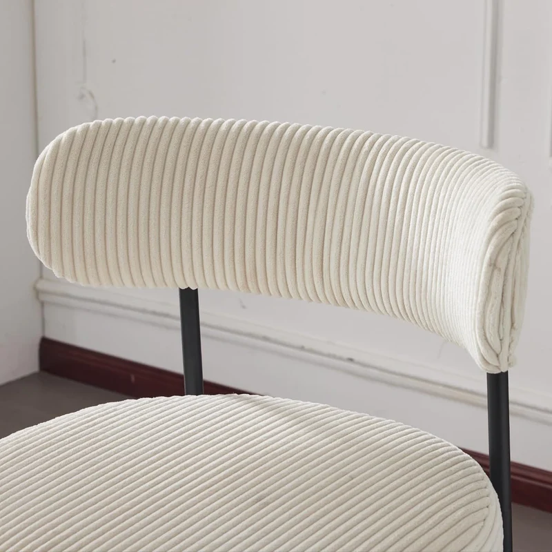 HOMIFAB Lot de 2 tabourets de Bar en Velours côtelé Beige - Evora