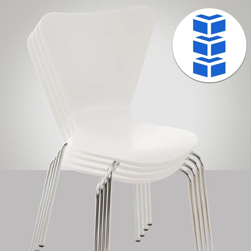 CLP Chaise Empilable Calisto en Bois - Assise Ergonomique - Chaise de Salle d'Attente en Bois Chaise, Hauteur Assise 45 cm -Couleurs au Choix:, Couleur:Blanc