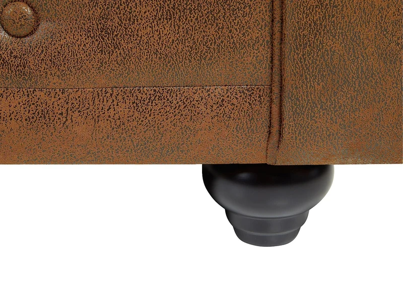 Vente-unique - Canapé 3 Places Chesterfield en Microfibre Aspect Cuir Vieilli